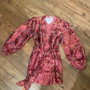 ADELINE SEQUIN WRAP DRESS - WILD STRAWBERRY